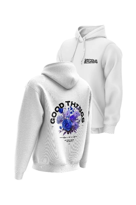 Camouflage - pattern men hoodie for outdoor enthusiasts Untold Studios Good Things Hoodie - White