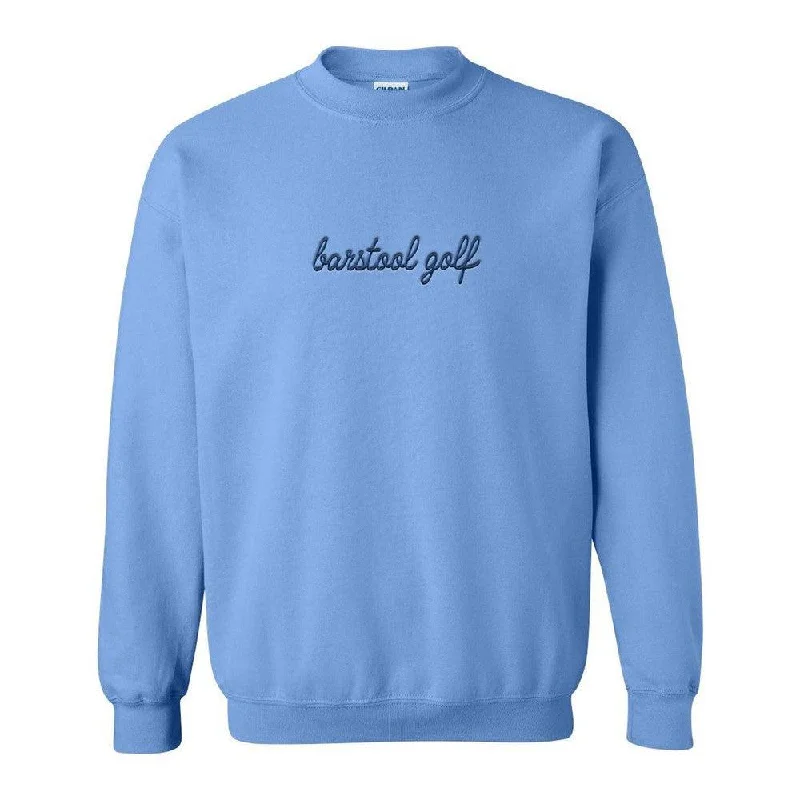 Retro - inspired men hoodie with a varsity logo Barstool Golf Script Embroidered Crewneck Retro - inspired men hoodie with a varsity logo Barstool Golf Script Embroidered Crewneck