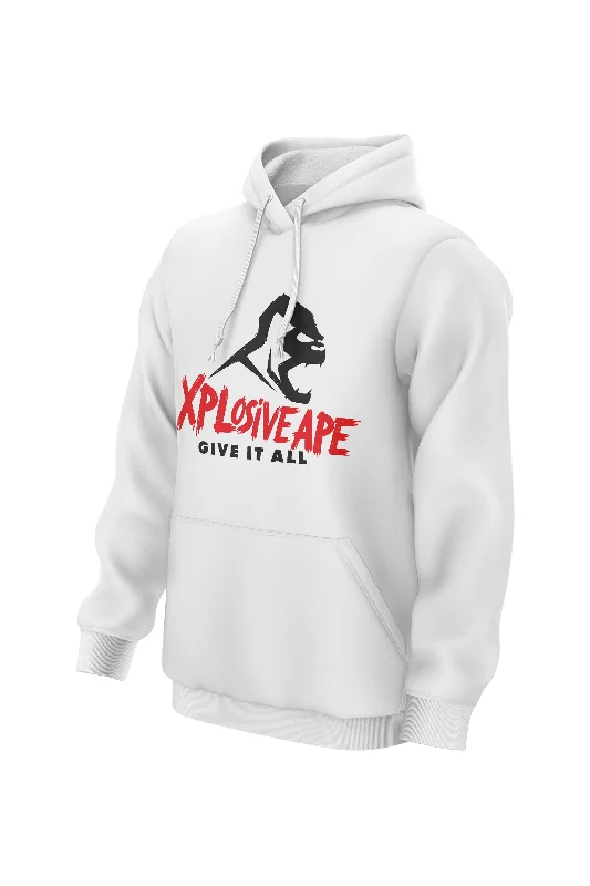 Men hoodie with a kangaroo pocket and ribbed cuffs XAPE Primal Roar Hoodie - White