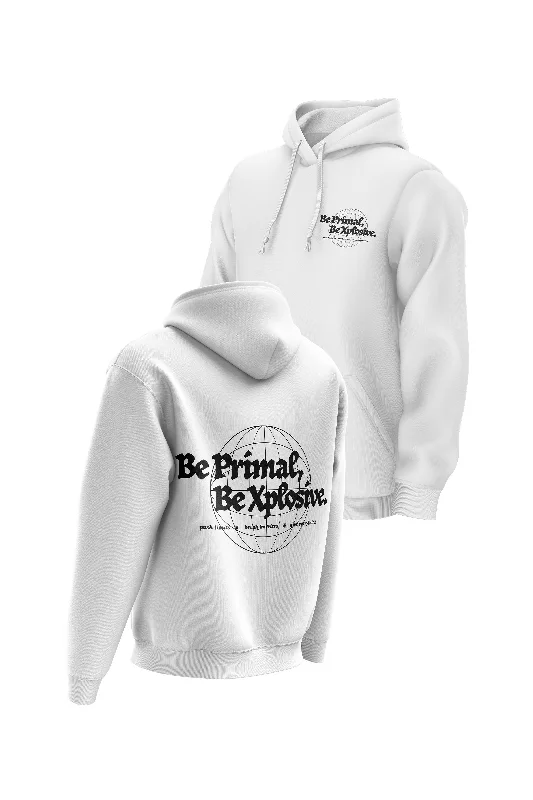 Retro - inspired men hoodie with a varsity logo XAPE Primal Globe V2 Hoodie - White