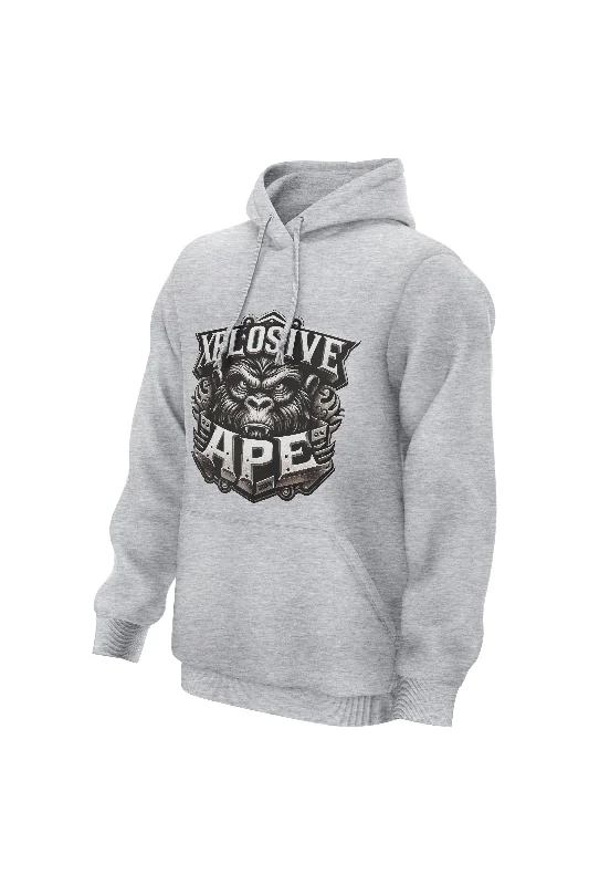 Zip - up men hoodie with multiple pockets for storage XAPE Clockwork Hoodie - Sports Grey
