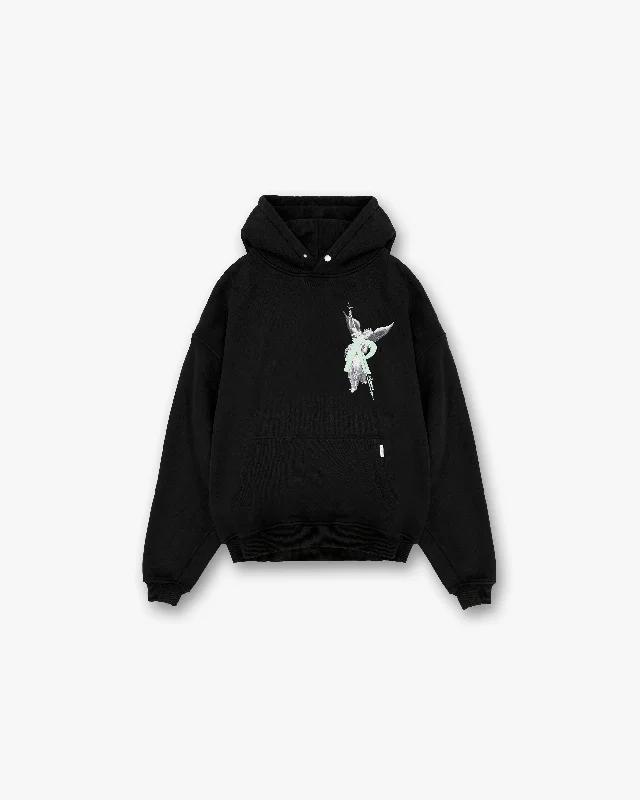 Men hoodie with a kangaroo pocket and ribbed cuffs Archangel Initial Hoodie - Jet Black
