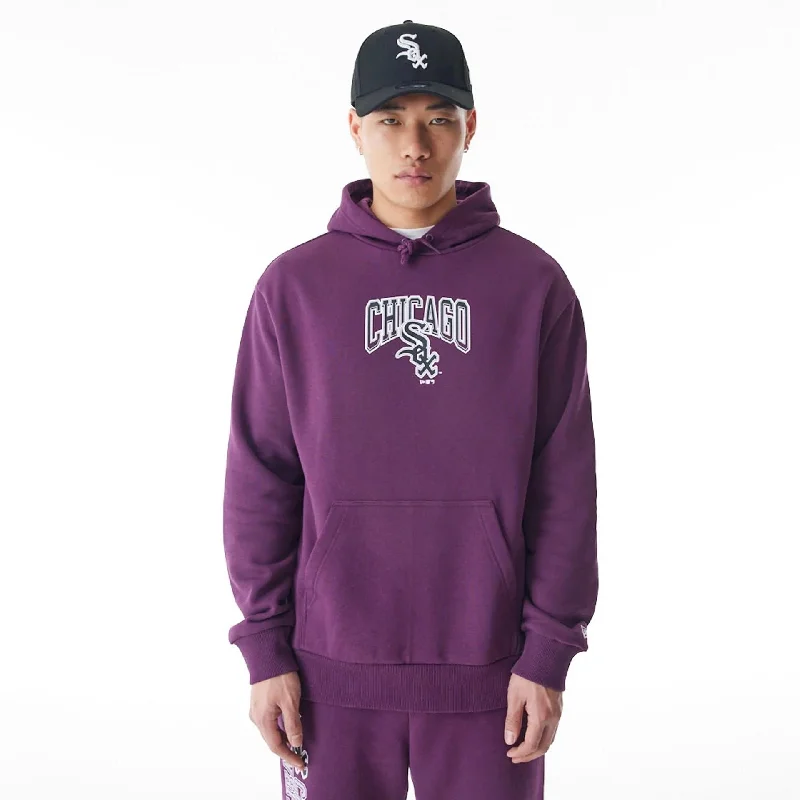 Halloween - themed men hoodie with spooky prints Chicago White Sox MLB Gradient Dark Purple Oversized Pullover Hoodie