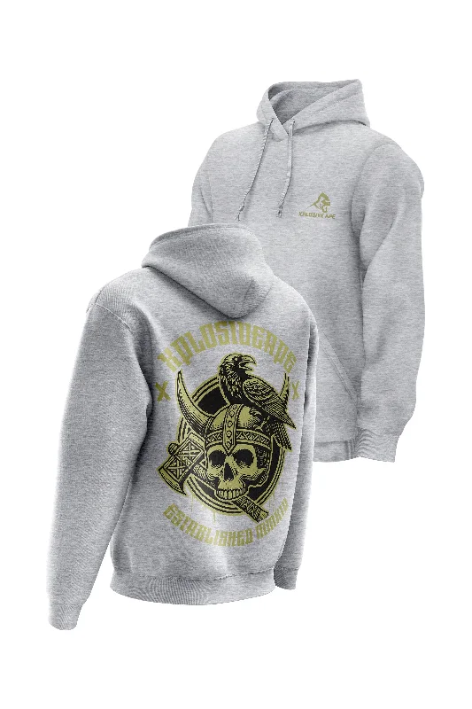 Men hoodie with a kangaroo pocket and ribbed cuffs XAPE Valhalla Hoodie - Sports Grey