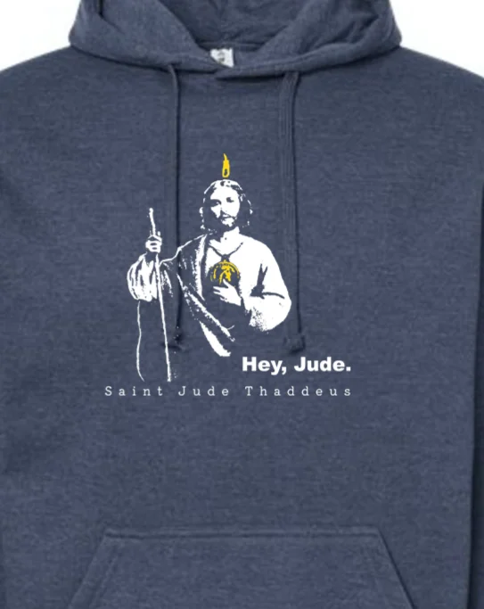 Slim - fit men hoodie to pair with skinny jeans Hey, Jude - St. Jude of Thaddeus Hoodie Sweatshirt
