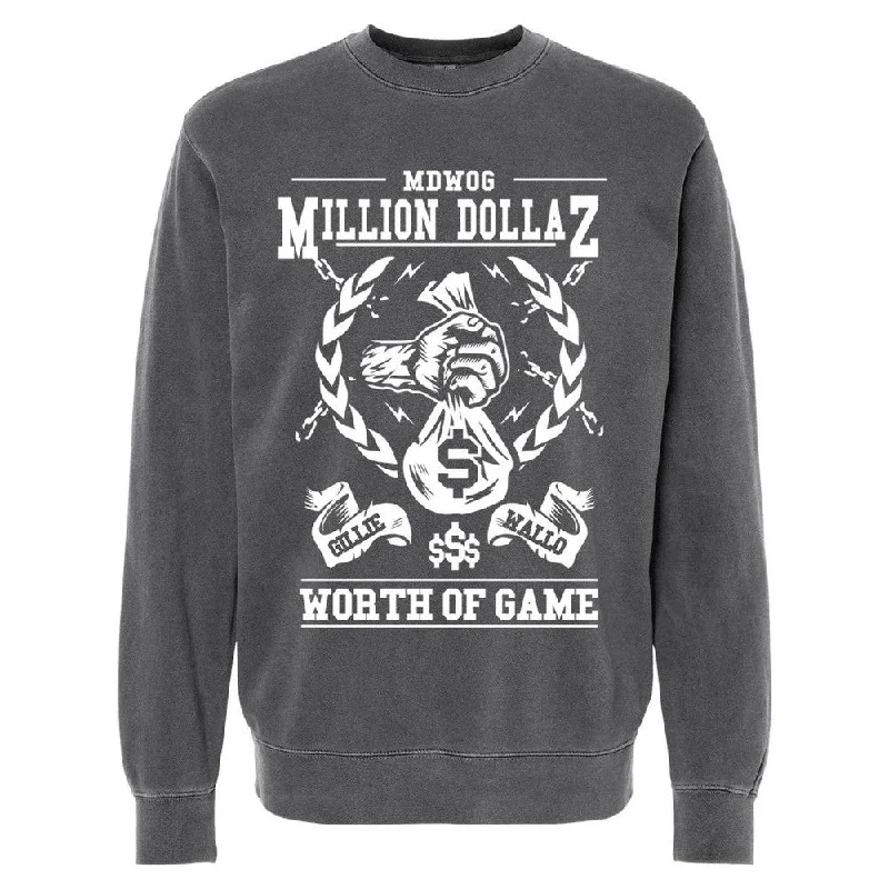 Oversized men hoodie with dropped shoulders for a streetwear look Million Dollaz Worth Of Game Crewneck Oversized men hoodie with dropped shoulders for a streetwear look Million Dollaz Worth Of Game Crewneck