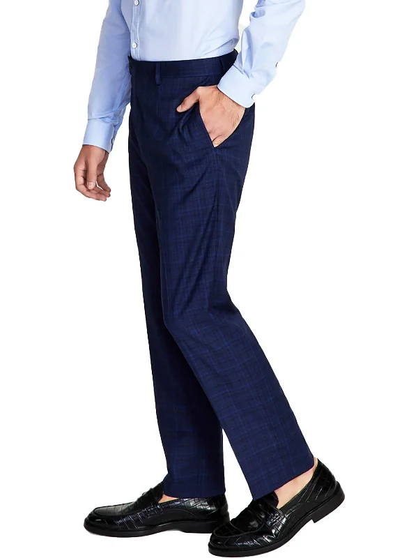 Mens Slim Fit Plaid Suit Pants