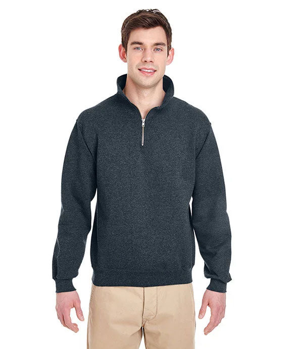 Solid color men's quarter - zip in earthy tones4528 - Jerzees Adult Super Sweats® NuBlend® Fleece Quarter-Zip Pullover | Black Heather Solid color men's quarter - zip in earthy tones4528 - Jerzees Adult Super Sweats® NuBlend® Fleece Quarter-Zip Pullover | Black Heather