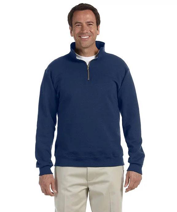 Men's quarter - zip with a stripe pattern for a sporty look4528 - Jerzees Adult Super Sweats® NuBlend® Fleece Quarter-Zip Pullover | J Navy Men's quarter - zip with a stripe pattern for a sporty look4528 - Jerzees Adult Super Sweats® NuBlend® Fleece Quarter-Zip Pullover | J Navy
