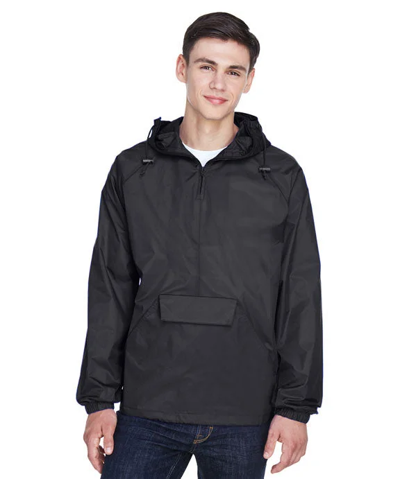 Men's quarter - zip with a floral pattern for a unique style8925 - UltraClub Adult Quarter-Zip Hooded Pullover Pack-Away Jacket Men's quarter - zip with a floral pattern for a unique style8925 - UltraClub Adult Quarter-Zip Hooded Pullover Pack-Away Jacket