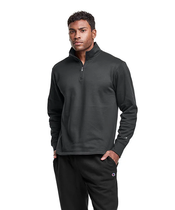Men's quarter - zip with a stretchy fabric for freedom of movementCHP190 - Champion Unisex Gameday Quarter-Zip Sweatshirt | Stealth Men's quarter - zip with a stretchy fabric for freedom of movementCHP190 - Champion Unisex Gameday Quarter-Zip Sweatshirt | Stealth