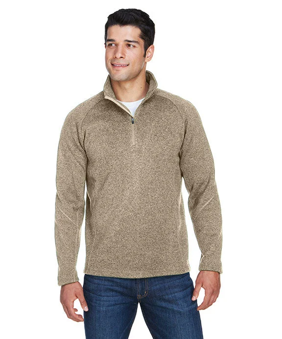 Men's quarter - zip for winter layering under a coatDG792 - Devon & Jones Adult Bristol Sweater Fleece Quarter-Zip | Khaki Heather Men's quarter - zip for winter layering under a coatDG792 - Devon & Jones Adult Bristol Sweater Fleece Quarter-Zip | Khaki Heather