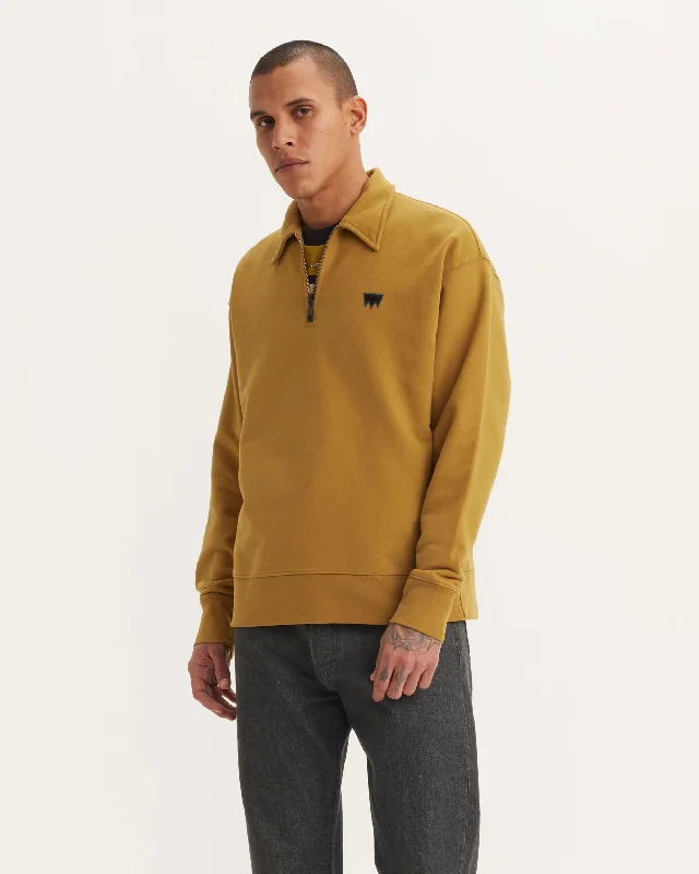 Skate New 1/4 Zip Sweatshirt in Dried Tobacco