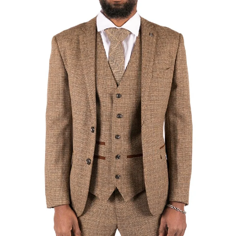 Mens 3 Piece Suit Tweed Check Vintage Retro Tailored Fit 1920s