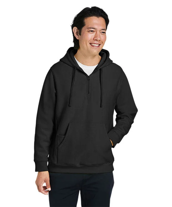 TT97 - Team 365 Unisex Zone HydroSport™ Heavyweight Quarter-Zip Hooded Sweatshirt | Black