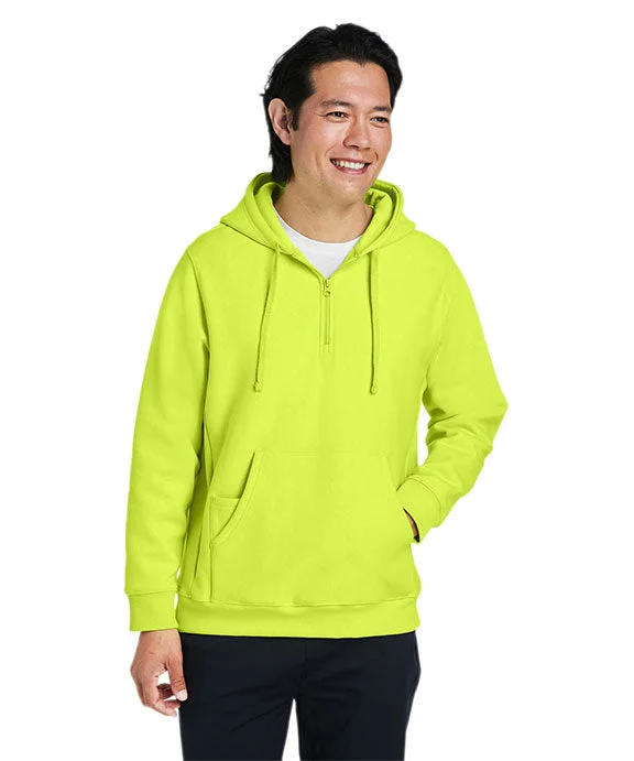 TT97 - Team 365 Unisex Zone HydroSport™ Heavyweight Quarter-Zip Hooded Sweatshirt | Safety Yellow