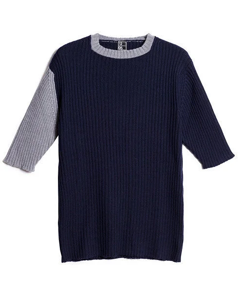 Men's knit tops with a button - up collar for a preppy styleWeft Ribbed Short Sleeve Knit Men's knit tops with a button - up collar for a preppy styleWeft Ribbed Short Sleeve Knit