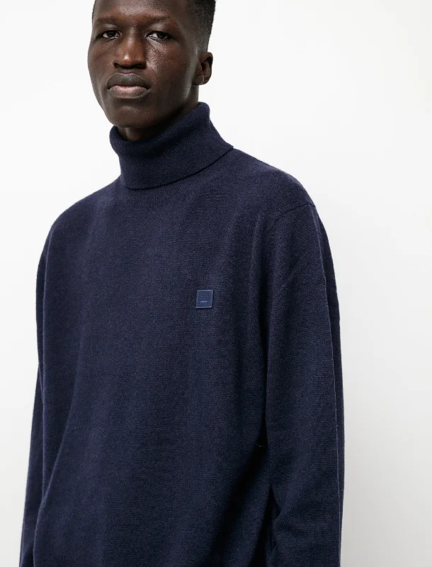 Short - sleeved men's knit tops for summer days​Face Rollneck Sweater Navy