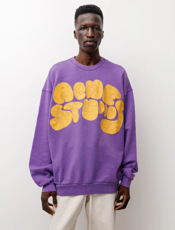 Men's knit tops suitable for gym workouts​Bubble Logo Crewneck Lilac