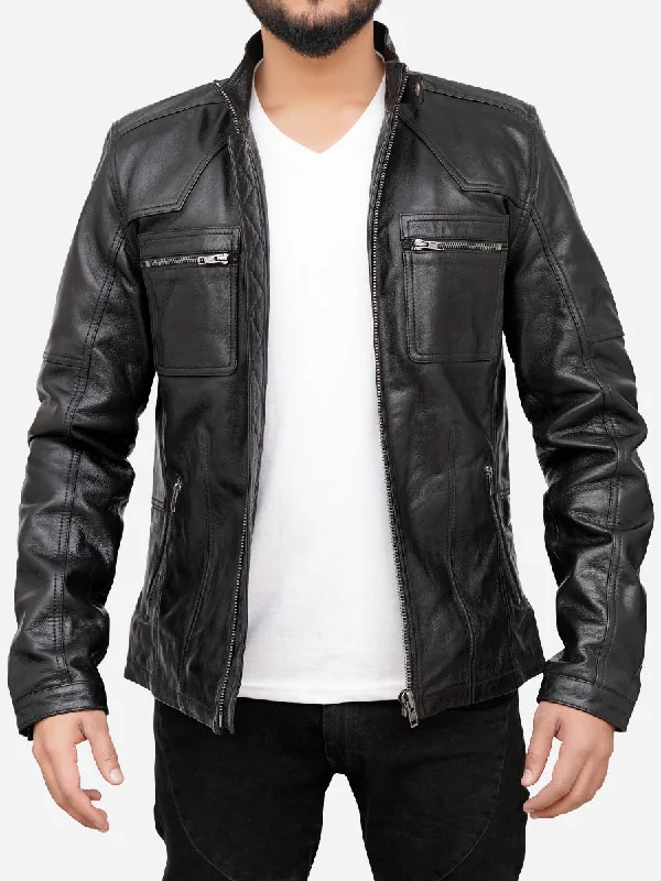 Corduroy men jackets in earthy tones for a rustic charmAlfred Black Motorcycle Leather Jacket Corduroy men jackets in earthy tones for a rustic charmAlfred Black Motorcycle Leather Jacket