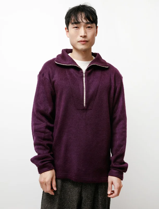 Petite - sized men's knit tops for a proper fit​Shaggy Half Zip Eggplant