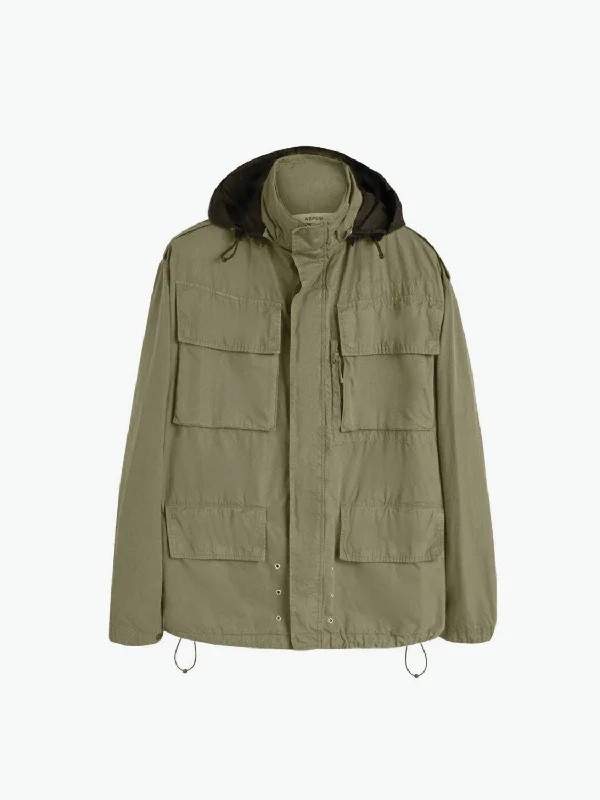 Aspesi Cotton Gabardine Mini Field Jacket Khaki