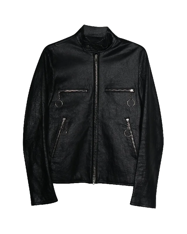 Plus - size men jackets with adjustable drawstrings for a comfortable fitBalenciaga Biker Jacket in Black Lambskin Leather Plus - size men jackets with adjustable drawstrings for a comfortable fitBalenciaga Biker Jacket in Black Lambskin Leather