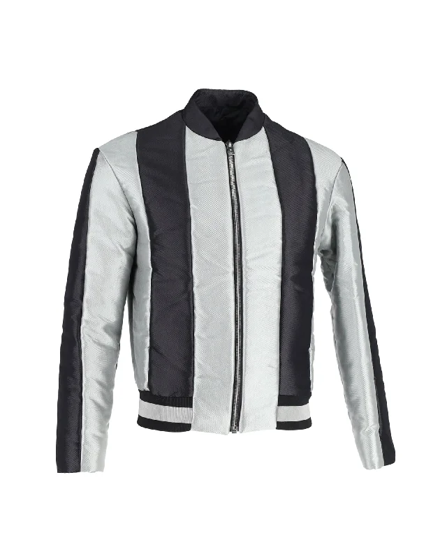 Men jackets with a built - in hood that can be stowed away when not in useBalenciaga Panelled Bomber Jacket in Multicolor Polyester Men jackets with a built - in hood that can be stowed away when not in useBalenciaga Panelled Bomber Jacket in Multicolor Polyester