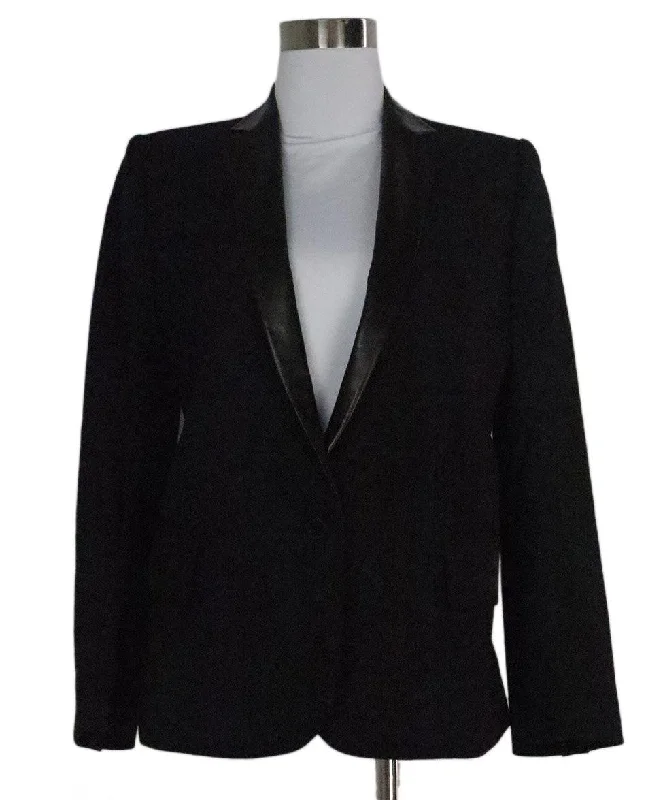 Men's Patterned Checkered Cotton Blazer in Multicolor for a Stylish and Trendy AppearanceBalmain Black Wool Blazer w/ Leather Trim sz 2