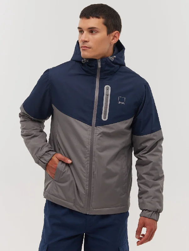Denim men jackets with embroidered patches for a personalized touchBenja Color Block Hooded Jacket Denim men jackets with embroidered patches for a personalized touchBenja Color Block Hooded Jacket