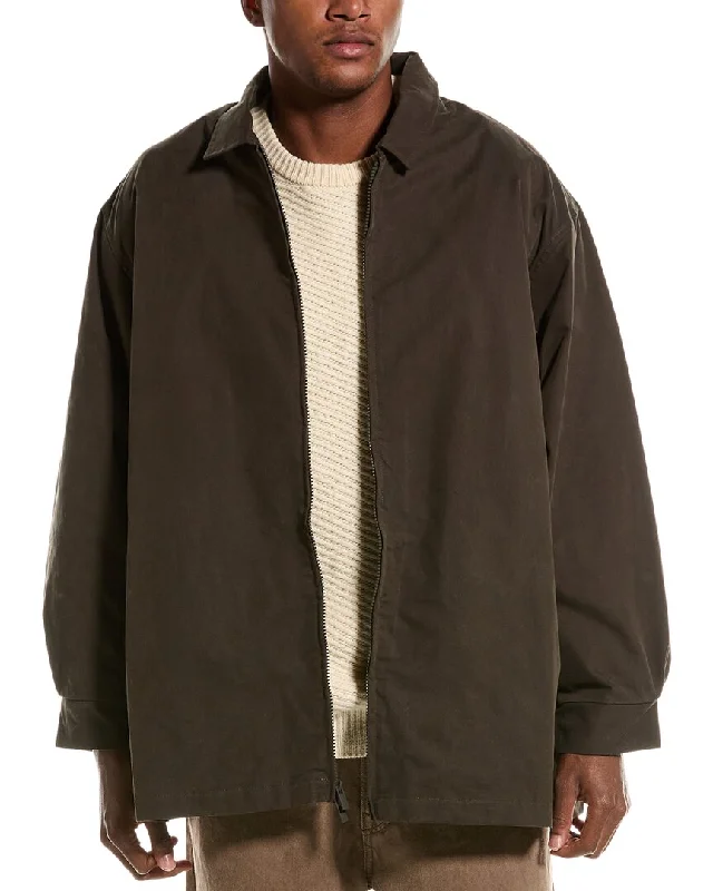 Bomber men jackets with ribbed cuffs for a classic 80s styleFear Of God Essentials Barn Jacket Bomber men jackets with ribbed cuffs for a classic 80s styleFear Of God Essentials Barn Jacket