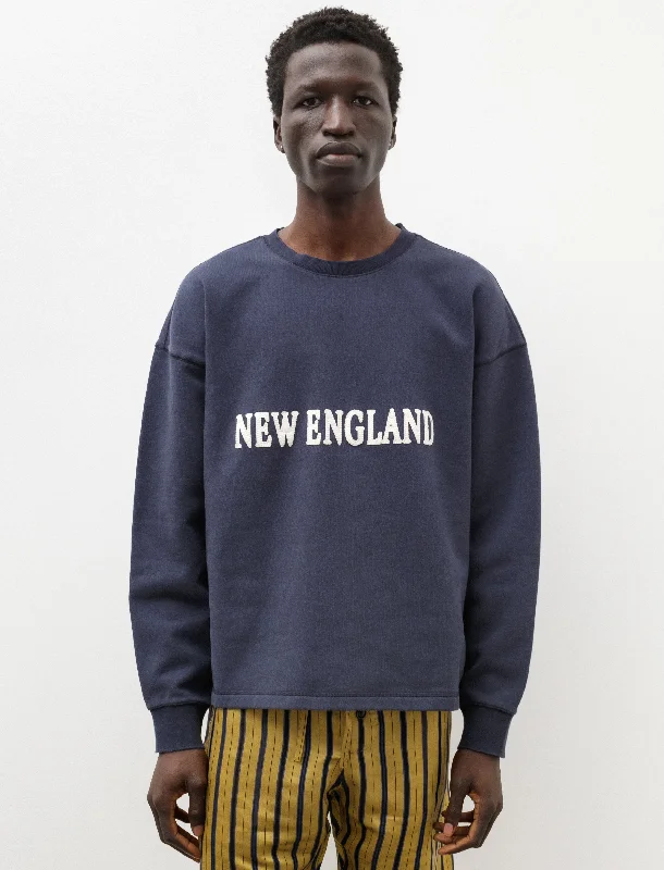 Men's knit tops for smart - casual office settings​New England Crewneck Blue