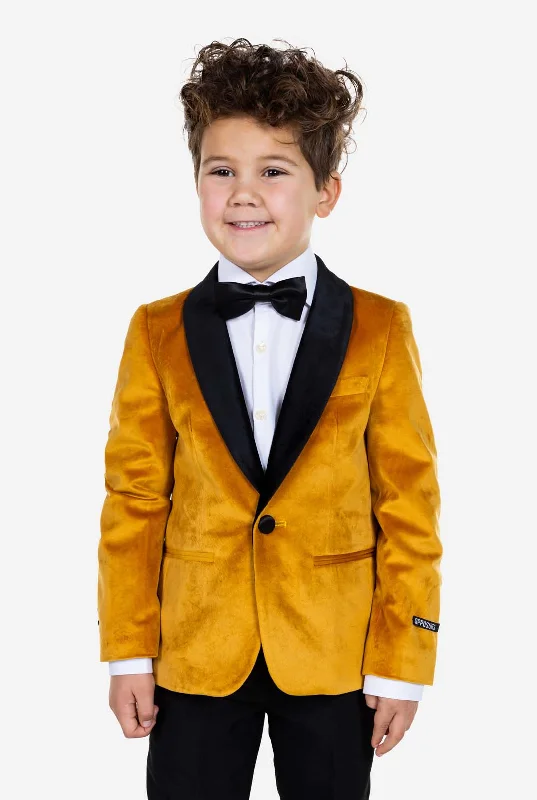 Men's Slim Fit Plaid Blazer in Red and Black for a Festive and Fashionable Holiday LookDinner Jacket - Gold