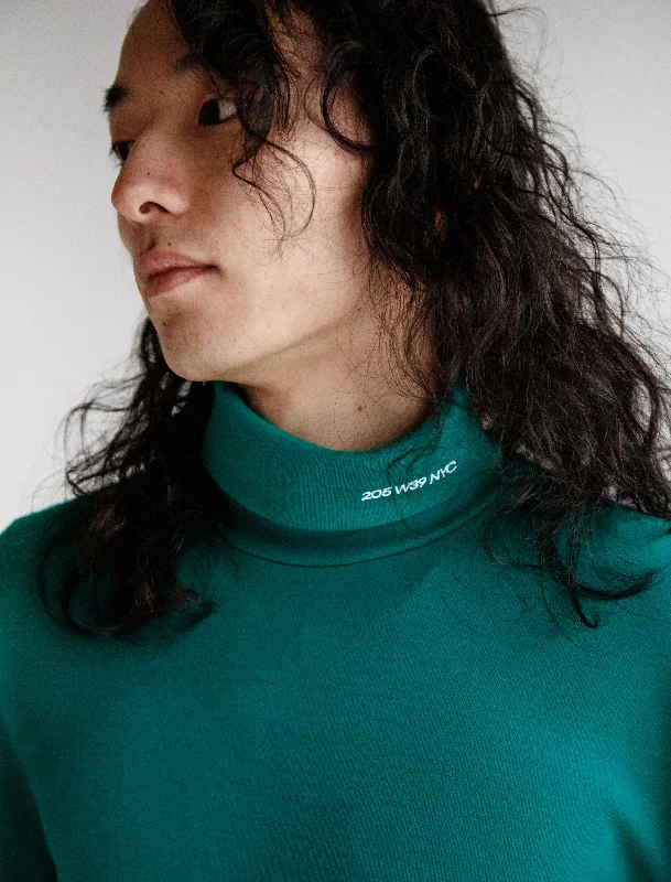 Men's knit tops with a mock - neck for a sleek appearance205 Turtleneck Wool Jersey Teal Men's knit tops with a mock - neck for a sleek appearance205 Turtleneck Wool Jersey Teal