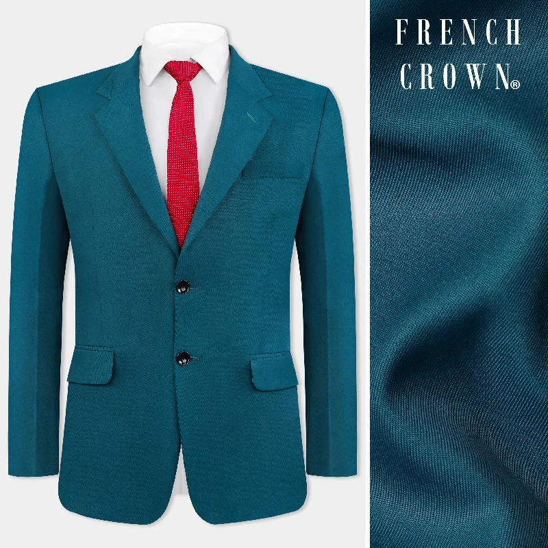 Men's Slim Fit Denim Blazer in Blue for a Casual and Trendy Streetwear LookCasal Blue Wool Rich Blazer
