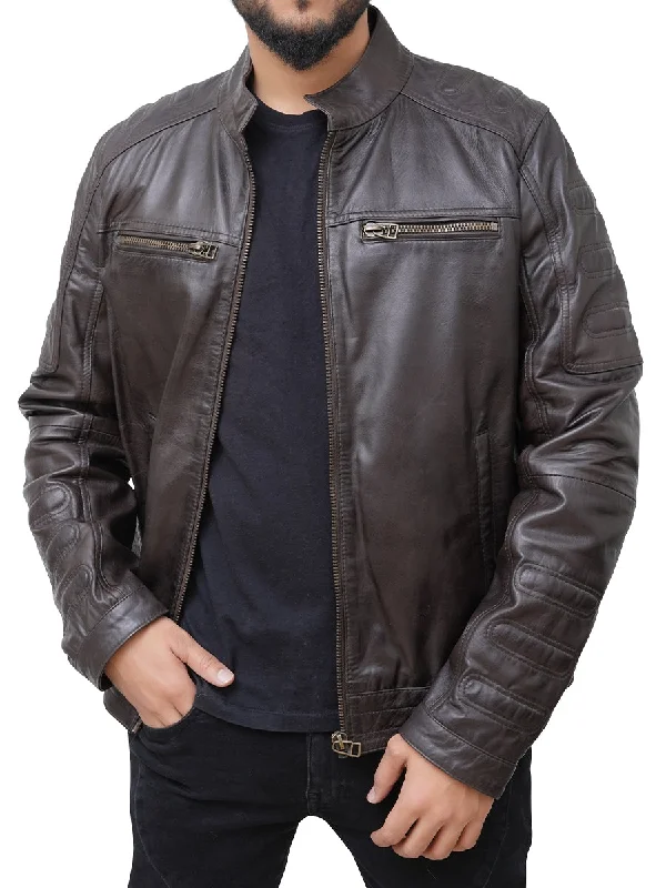 Corduroy men jackets in earthy tones for a rustic charmCharles Casual Cafe Racer Brown Leather Jacket Corduroy men jackets in earthy tones for a rustic charmCharles Casual Cafe Racer Brown Leather Jacket