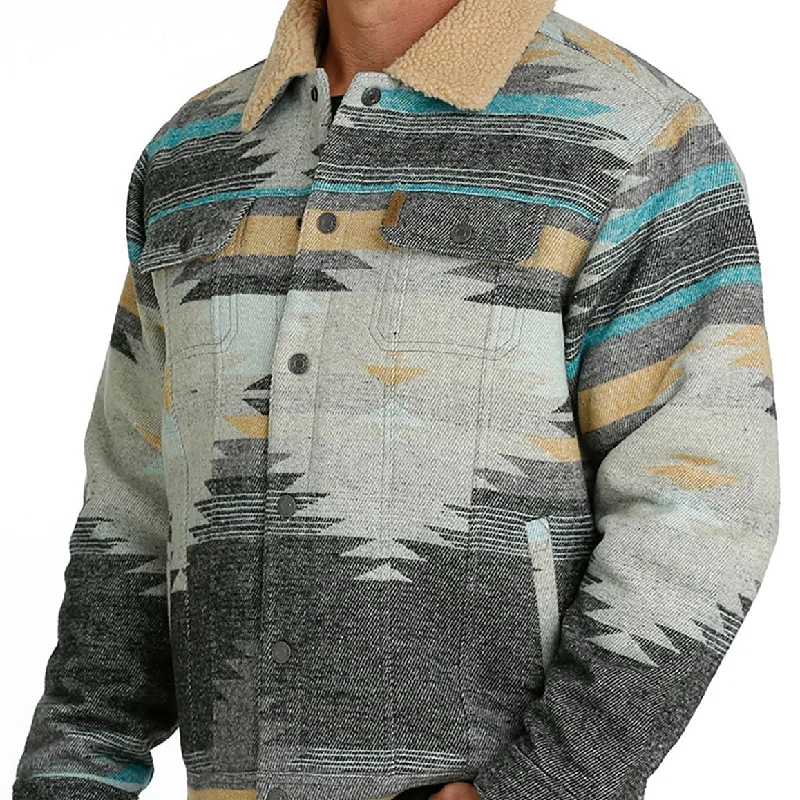Stretch - fabric men jackets for unrestricted movement during workoutsCinch Men's Black Aztec Trucker Jacket Stretch - fabric men jackets for unrestricted movement during workoutsCinch Men's Black Aztec Trucker Jacket