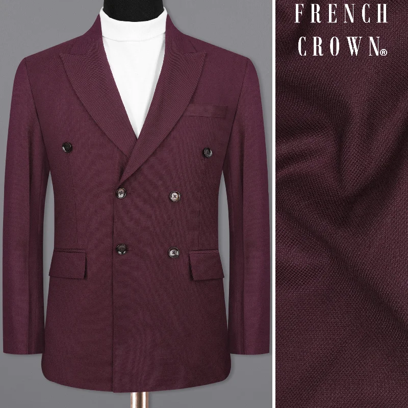 Cocoa Bean Maroon Double Breasted Blazer