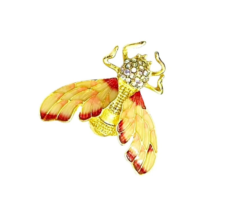 Tall Men's White Linen Blazer with Gold Buttons for a Beach - Ready and Elegant LookCream Color Bee Shaped  Metal Brooch
