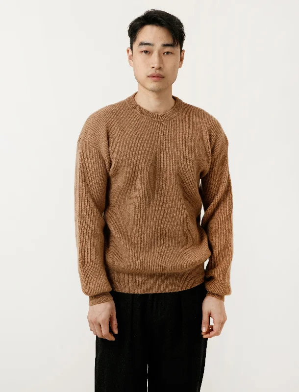 Loose - fitting men's knit tops for comfort​Camel Hair Sweater 1 Yarn