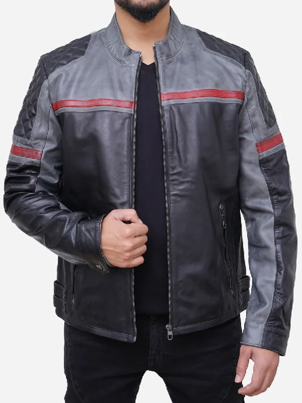 Performance - driven men jackets with breathable fabric for sportsDavid Grey Leather Retro Style Motorcycle Jacket Performance - driven men jackets with breathable fabric for sportsDavid Grey Leather Retro Style Motorcycle Jacket