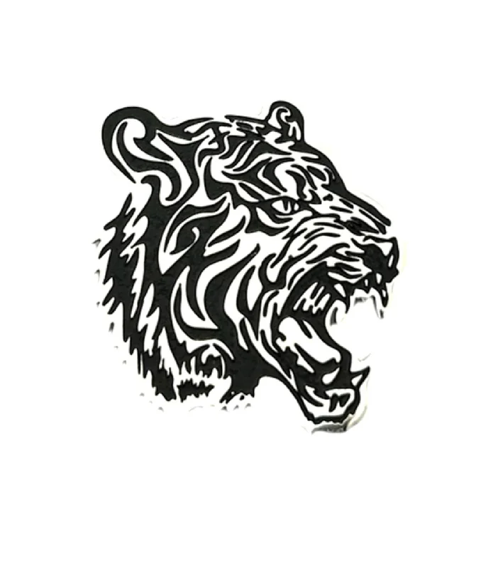 Men's Pin - Striped Wool - Blend Blazer in Navy and White for a Traditional Business AttireDesigner Silver Color Lion Face Metal Brooch