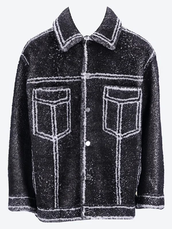 Men jackets with a media - friendly pocket for easy access to gadgetsSprayed shearling jacket Men jackets with a media - friendly pocket for easy access to gadgetsSprayed shearling jacket