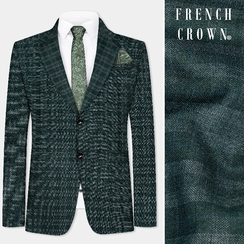 Firefly Green Plaid Wool Blend Blazer