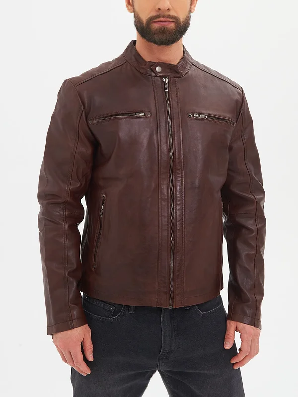 Embroidered men jackets with intricate floral designs for a unique aestheticFreddie Classic Leather Cafe Racer Brown Jacket Embroidered men jackets with intricate floral designs for a unique aestheticFreddie Classic Leather Cafe Racer Brown Jacket
