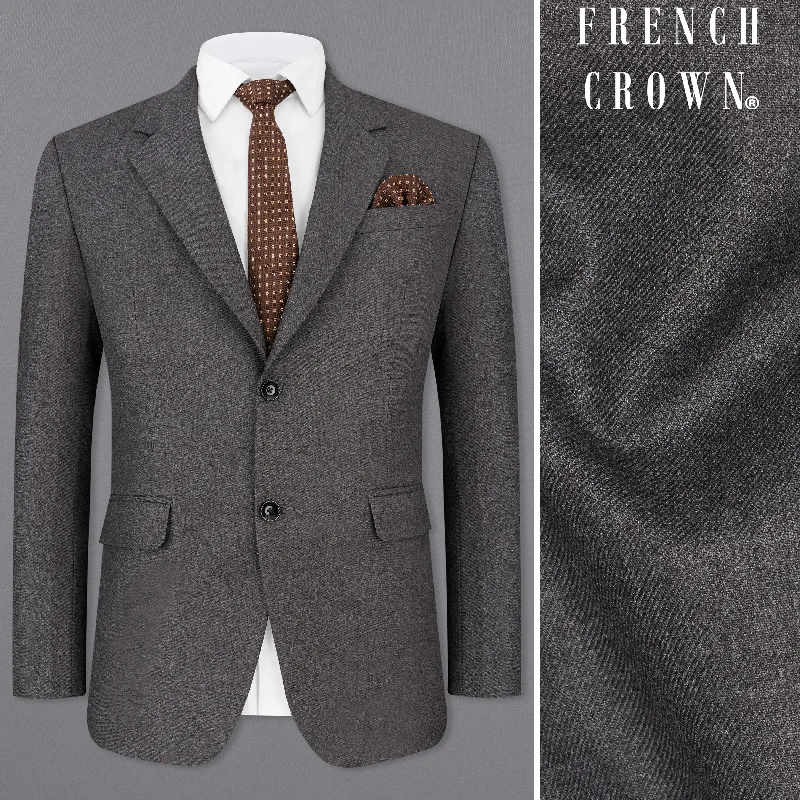 Gravel Gray Wool Rich Single Breasted Blazer