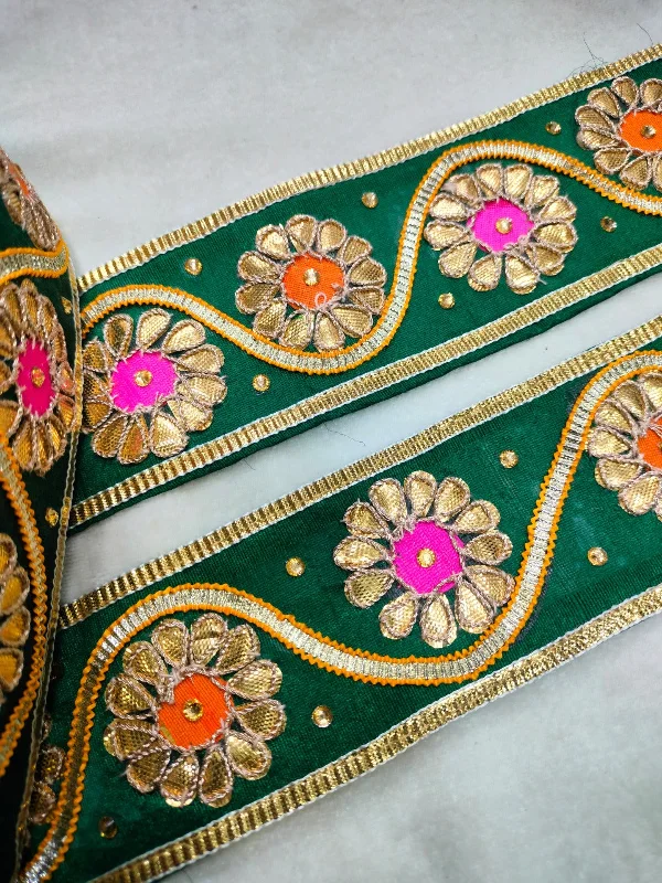 Men's Stretch - Fabric Blazer in Black for a Comfortable and Flexible Everyday WearGreen & Golden Gota Floral Handwork Trim