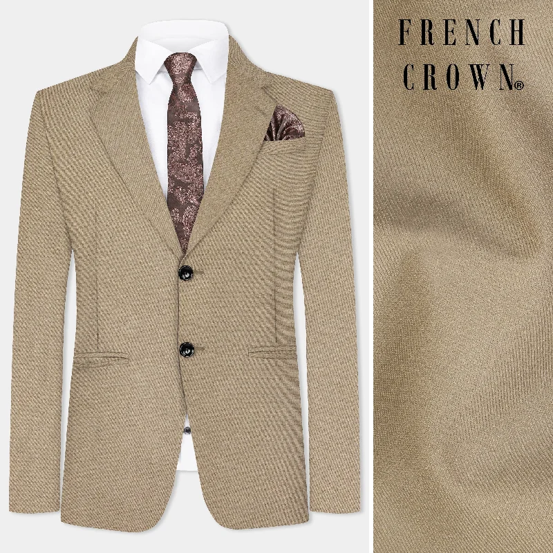 Hillary Cream Solid Wool Blend Single Breasted Blazer