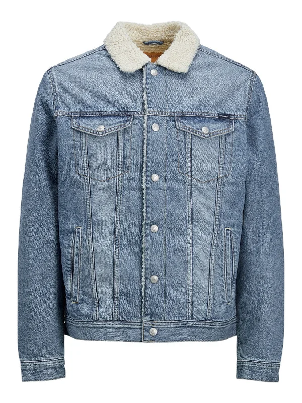 Corduroy men jackets in earthy tones for a rustic charmJack & Jones Mens Fleece Body Lined Denim Jacket