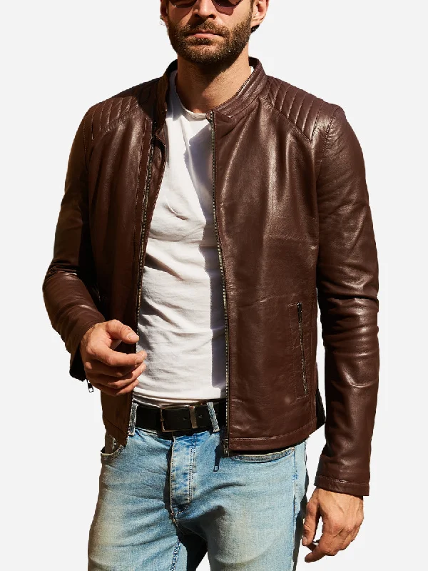 Tailored men jackets to pair with formal trousers for business meetingsJackson Casual Brown Leather Motorcycle Jacket Tailored men jackets to pair with formal trousers for business meetingsJackson Casual Brown Leather Motorcycle Jacket